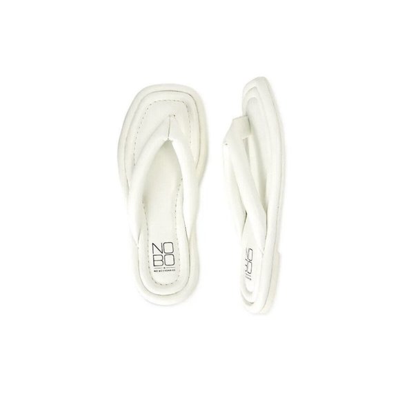 Thong Flip Flops Sandal White Floatie Chunky Puffy Cushion Comfort Sole Y2K Sz 8 - Picture 1 of 2